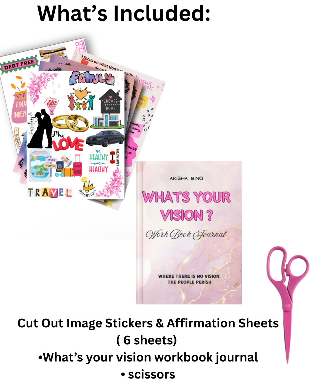 What’s your vision workbook journal ( Hardcover) & 6 sticker sheets